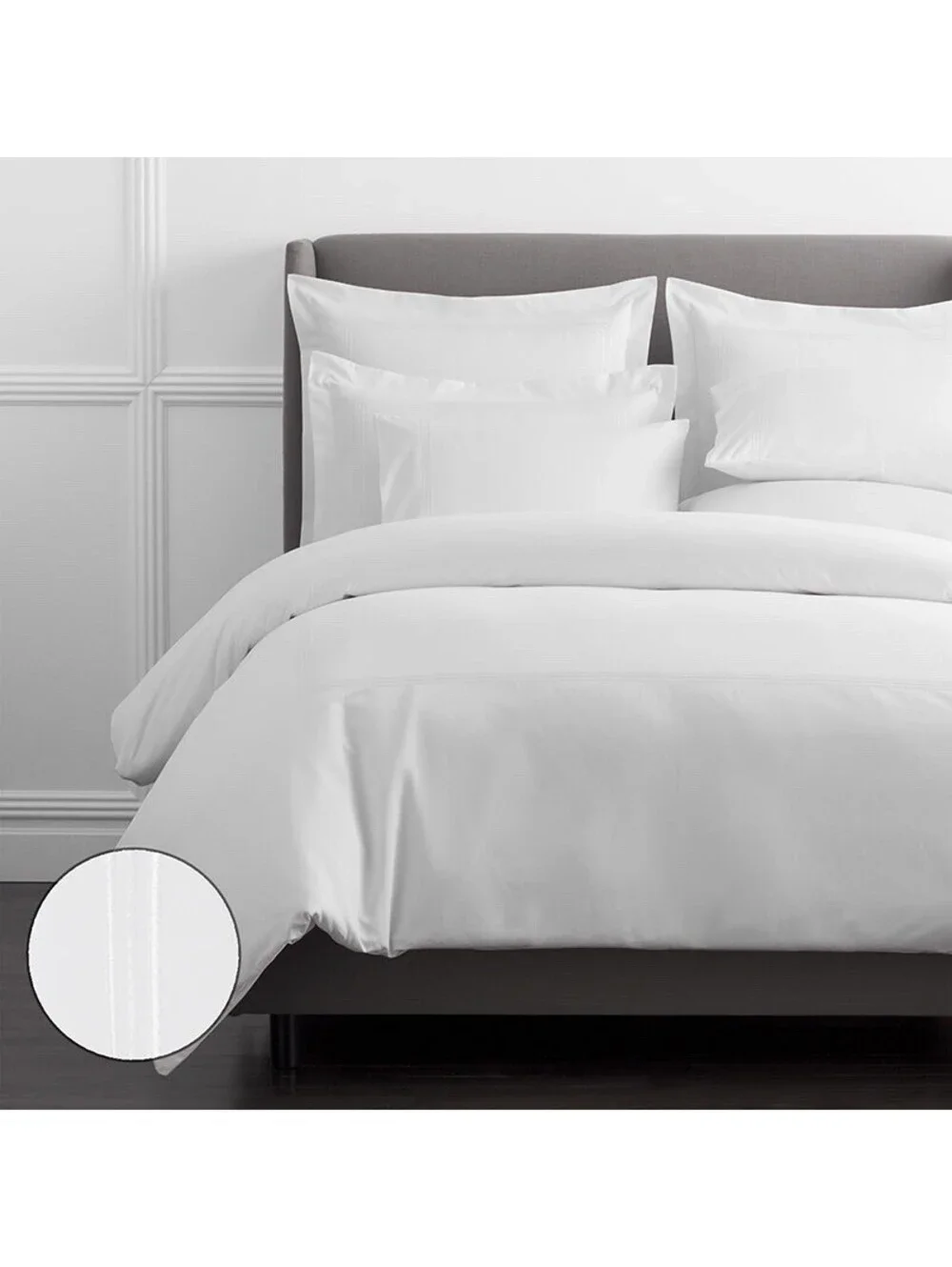 The Company Store Dorset Stripe Duvet Cover King White 600TC Egyptian Cotton